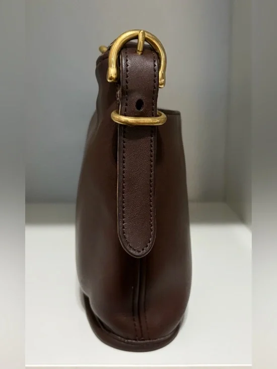 Rare Vintage Coach Equestrian Zip (#9802) Leather Shoulder Bag in Mahogany - Picture 4 of 13